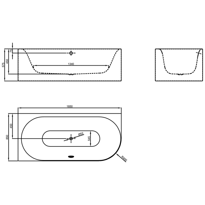 Bette Lux Oval IV Silhouette Eckbadewanne 185 x 85 cm