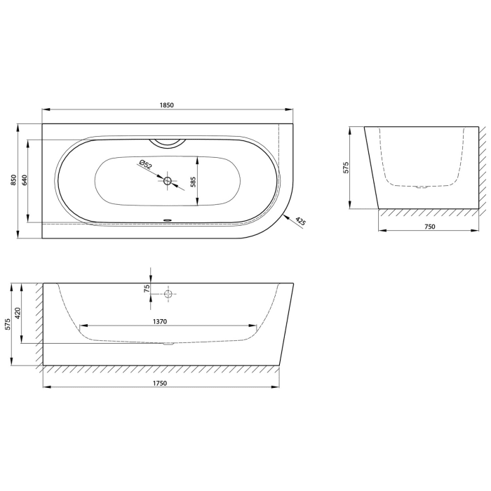 Bette Starlet IV Silhouette Eckbadewanne 185 x 85 x 42 cm