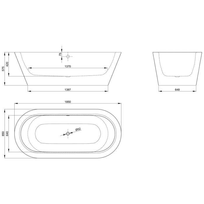 Bette Starlet Oval Silhouette Badewanne 185 x 85 cm