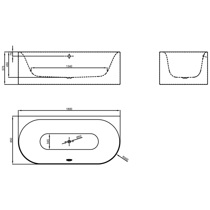 Bette Lux Oval I Silhouette Badewanne 180 x 85 cm