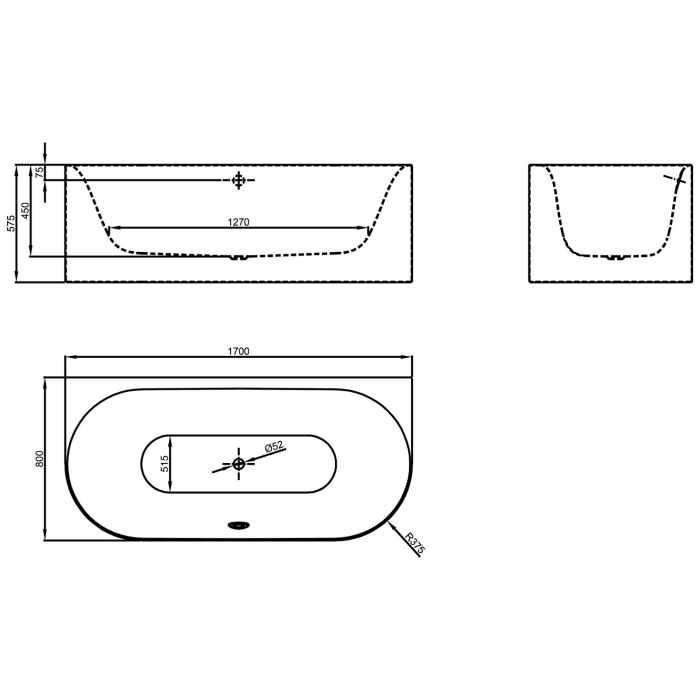 Bette Lux Oval I Silhouette Badewanne 170 x 80 cm