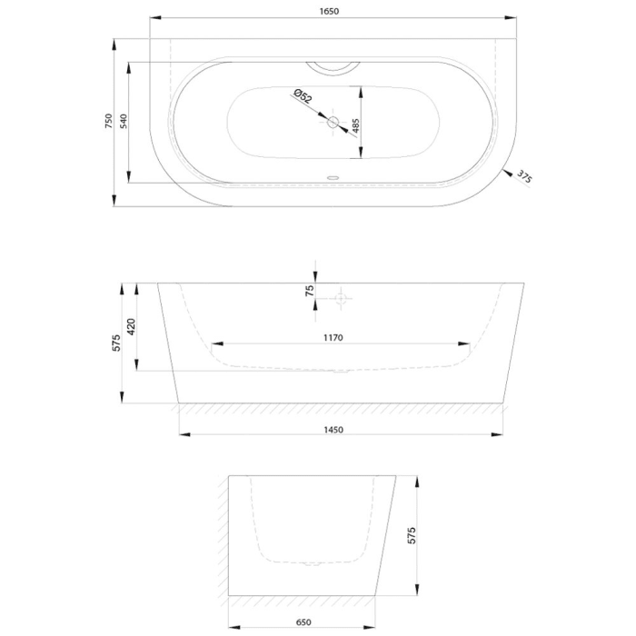 Bette Starlet I Silhouette Badewanne 165 x 75 x 42 cm