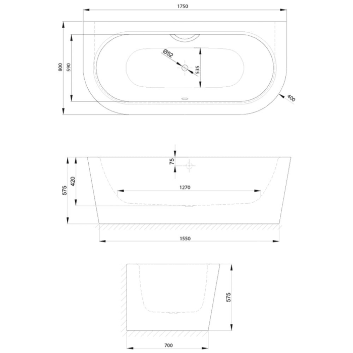 Bette Starlet I Silhouette Badewanne 175 x 80 x 42 cm
