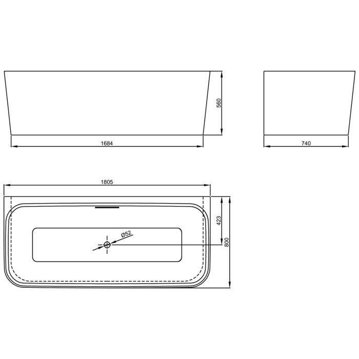 Bette BETTEART I Badewanne Vorwandmodell 180 x 80 cm