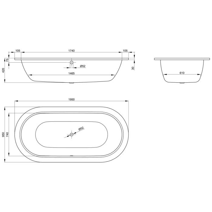 Bette Starlet Oval-Wanne 195 x 95 cm