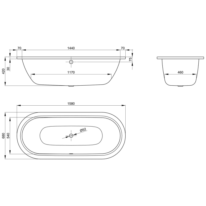 Bette Starlet Flair Ovalwanne 158 x 68 cm