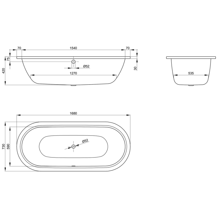 Bette Starlet Flair Ovalwanne 168 x 73 cm