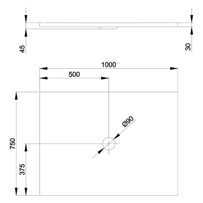 Bette BetteFloor Duschfläche 100 x 75 cm