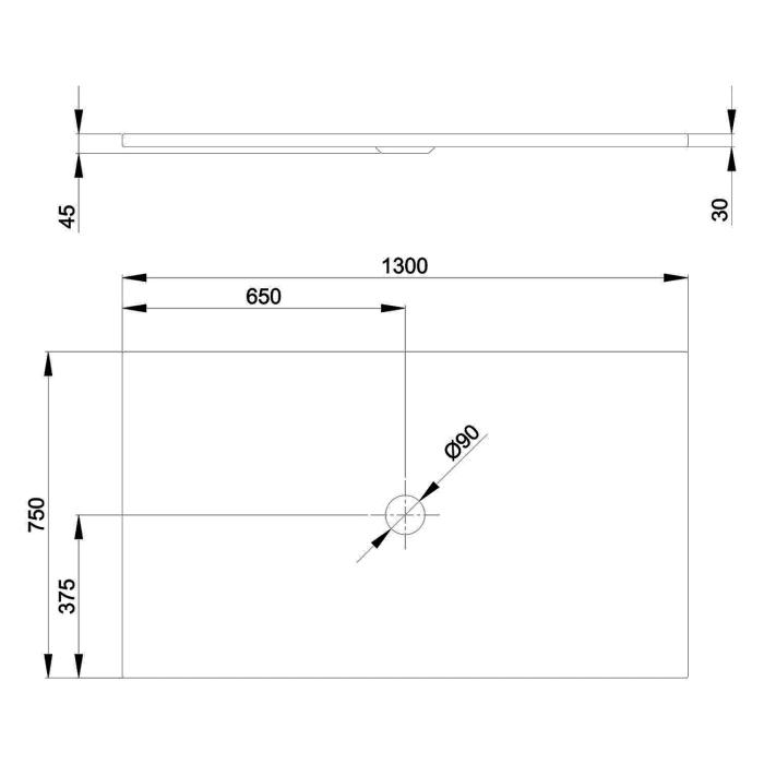 Bette BetteFloor Duschfläche 130 x 75 cm