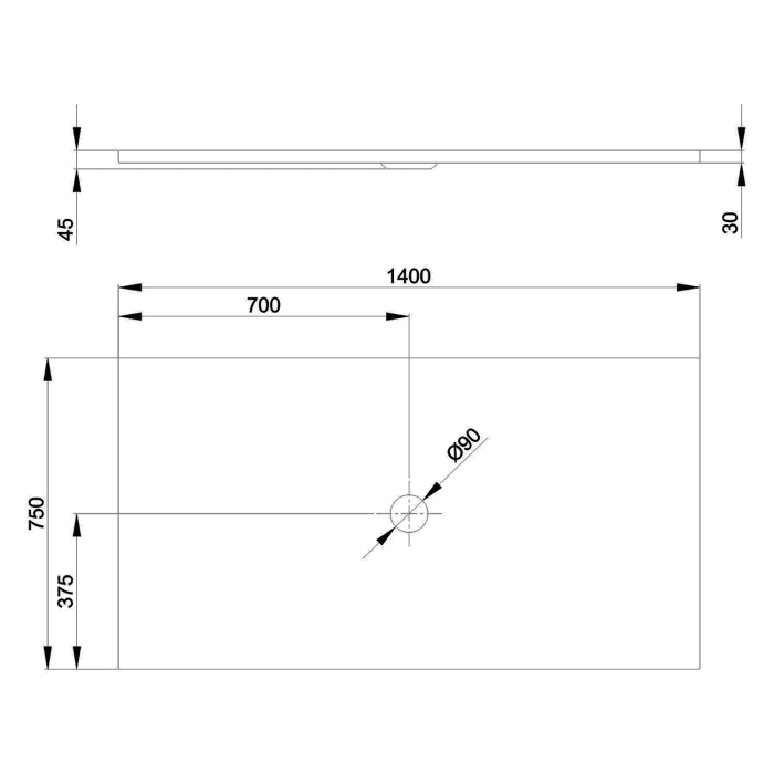 Bette BetteFloor Duschfläche 140 x 75 cm mit BetteAntirutsch Pro
