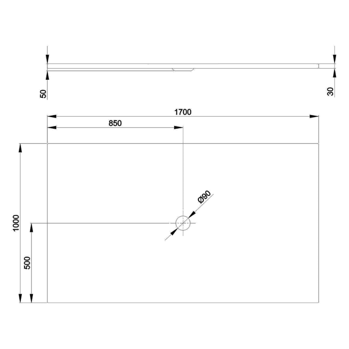 Bette BetteFloor Duschfläche 170 x 100 cm mit Minimum-Wannenträger