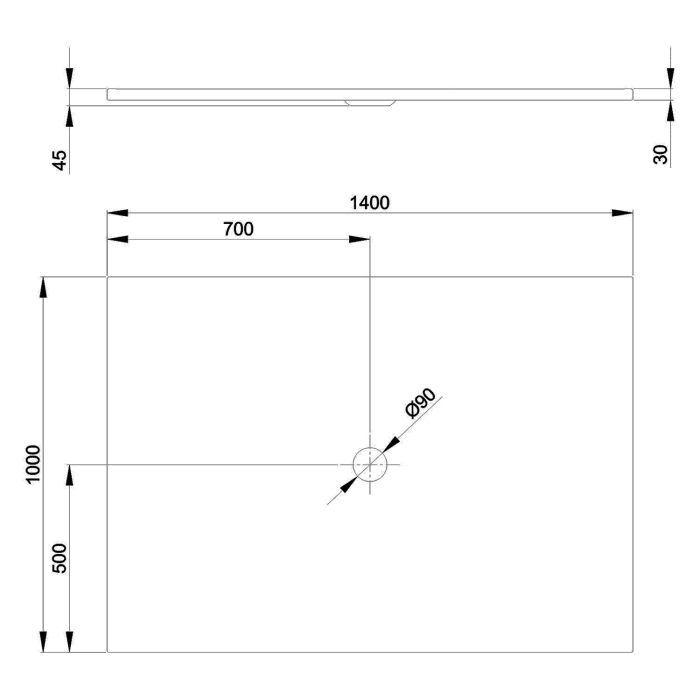 Bette BetteFloor Duschfläche 140 x 100 cm mit BetteGlasur® Plus