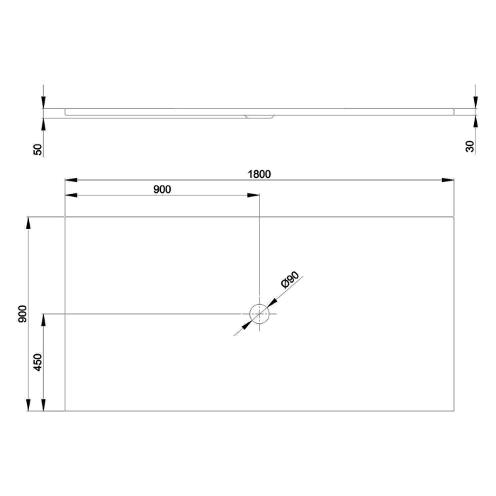 Bette BetteFloor Duschfläche 180 x 90 cm mit BetteAntirutsch Pro
