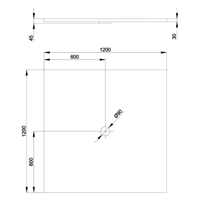 Bette BetteFloor Duschfläche 120 x 120 cm mit BetteGlasur® Plus und Minimum-Wannenträger