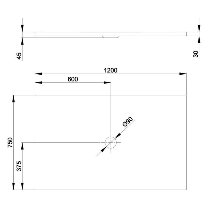 Bette BetteFloor Duschfläche 120 x 75 cm
