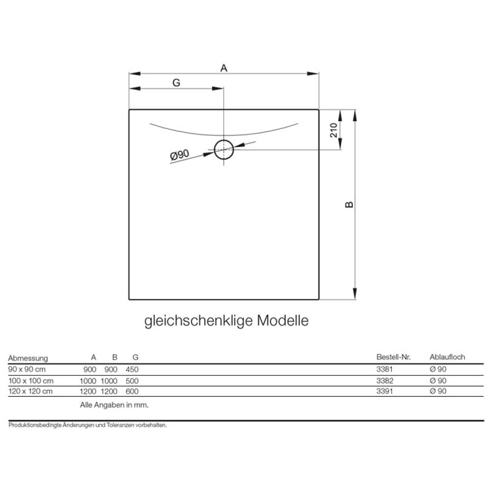 Bette BetteFloor Side Duschfläche 120 x 120 cm mit BetteGlasur® Plus
