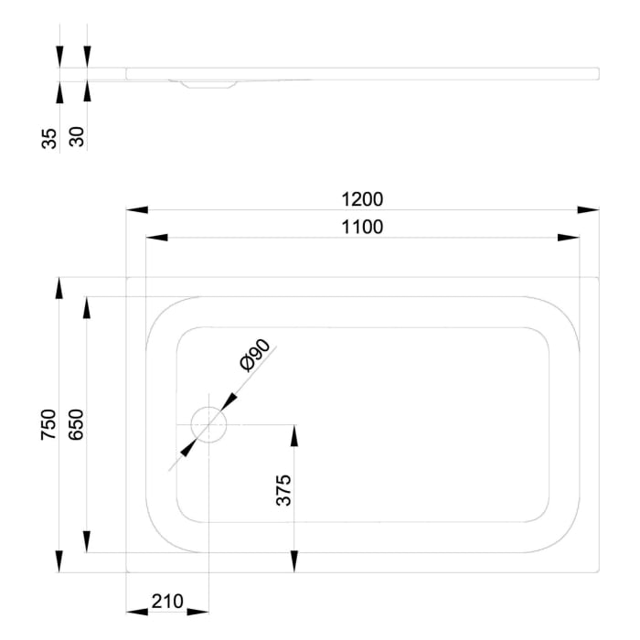Bette Ultra Duschwanne superflach 120 x 75 x 3,5 cm