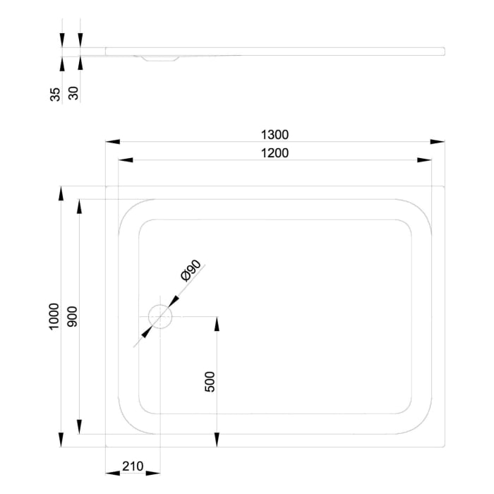 Bette Ultra Duschwanne superflach 130 x 100 x 3,5 cm
