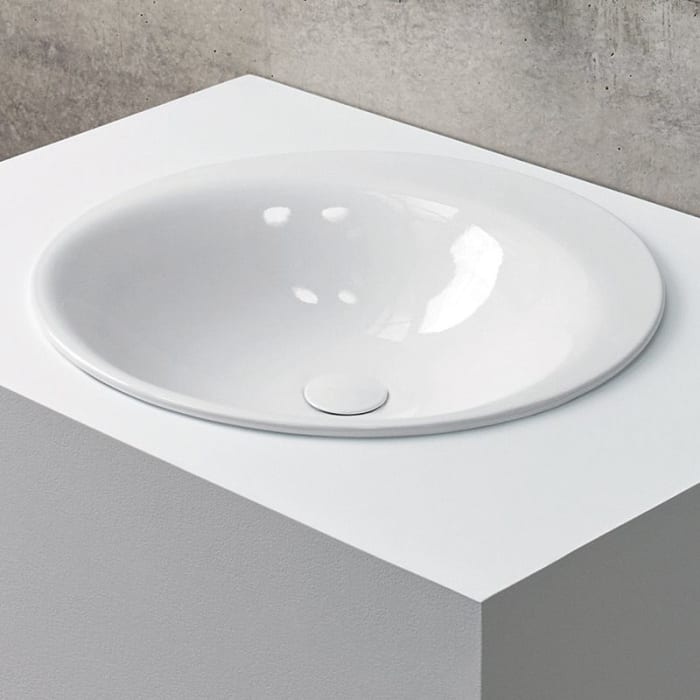 Bette BetteLux Oval Einbau-Waschtisch mit 1 Hahnloch 50 x 50 cm