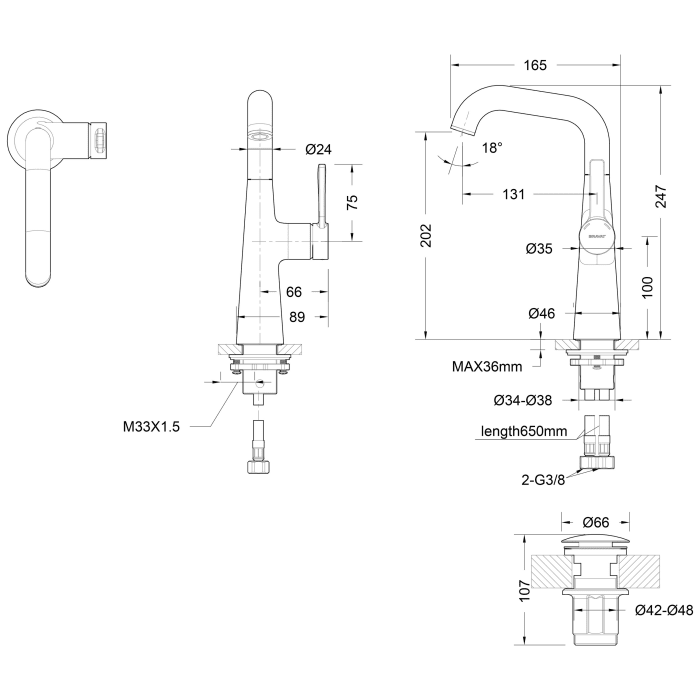 Bravat Chicago Waschtischarmatur mittelhoch