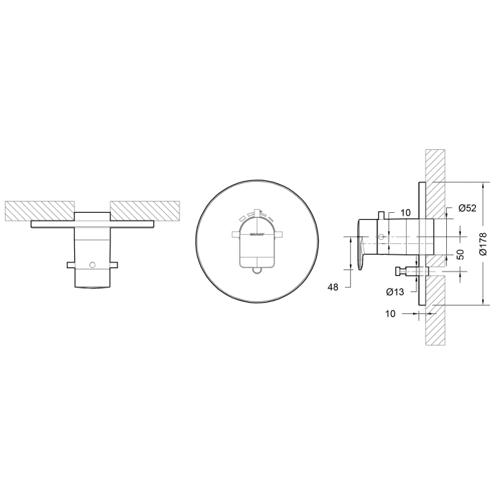 Bravat Milano Fertigset für UP-Wannenfüll- und Brausethermostat