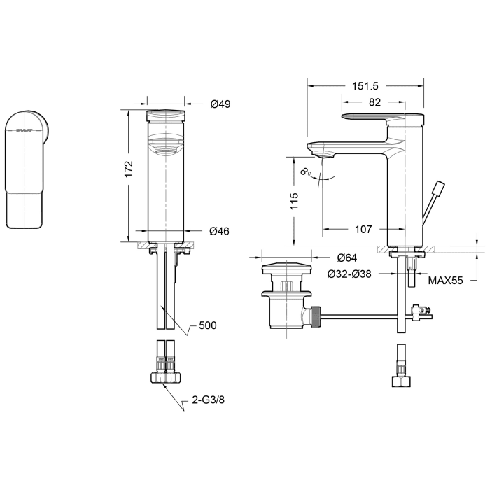 Bravat Milano Waschtischarmatur