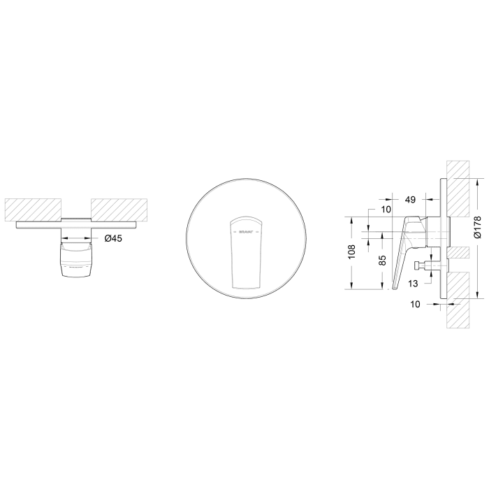 Bravat Valencia Fertigset für UP-Wannenfüll- u. Brausearmatur