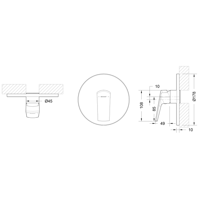 Bravat Valencia Fertigset für UP-Brausearmatur