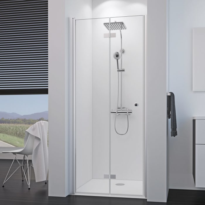 Breuer ELANA 8 Drehfalttür für Nische 80 cm, Anschlag links mit CER+ Beschichtung