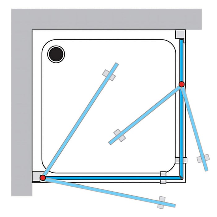 Breuer ELANA 6 Drehdiagonaleinstieg DDE2 u. DDE4 Sondermaß, Festelement rechts mit CER+ Beschichtung