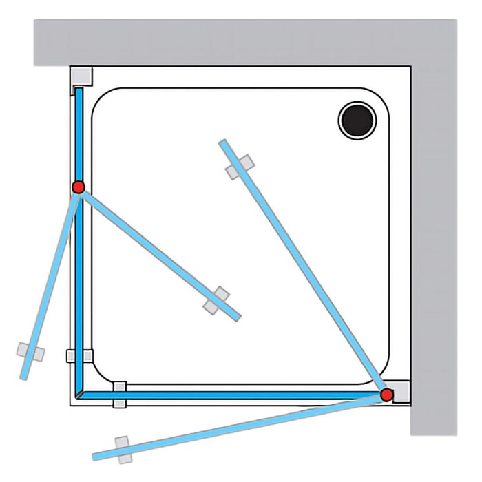 Breuer ELANA 6 Drehdiagonaleinstieg DDE2 u. DDE4 Sondermaß, Festelement links