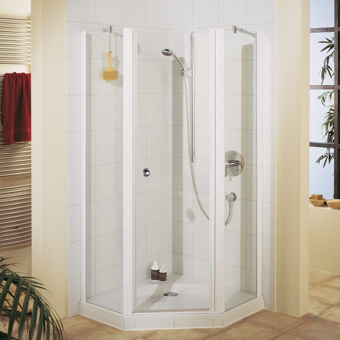 Breuer ELANA 6 Fünfeckdusche mit Drehtür 90 x 90 cm, Anschlag rechts