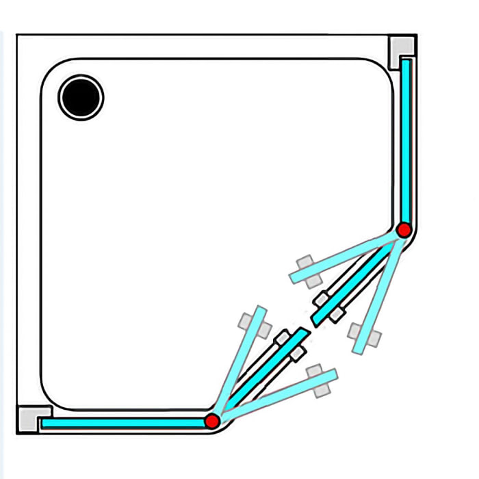 Breuer ELANA 6 Fünfeckdusche mit Pendeltür, 90 x 90 cm mit CER+ Beschichtung