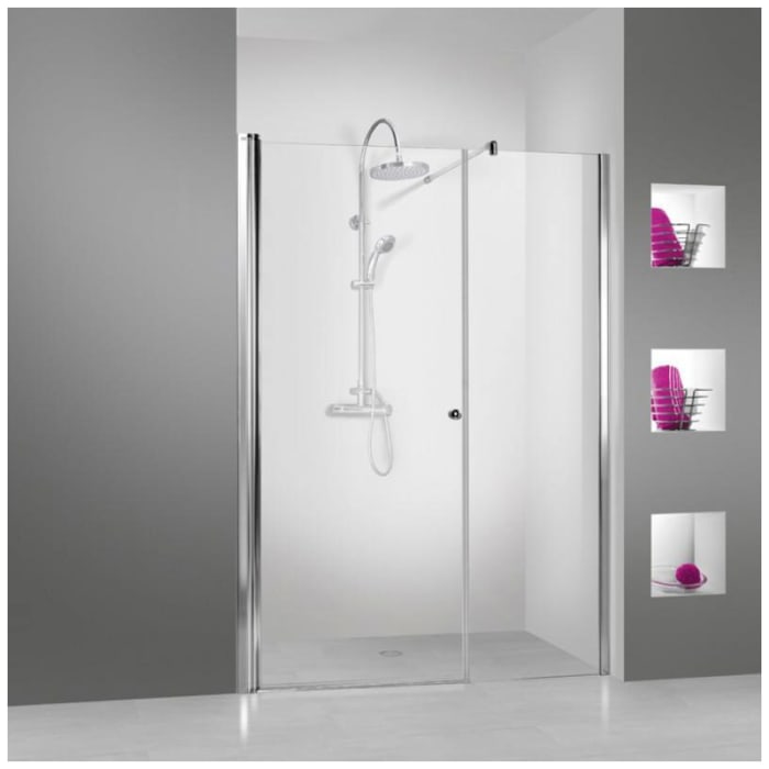 Breuer ELANA 6 Drehtür für Nische 90 cm Festteil Griffseite, Anschlag links mit CER+ Beschichtung