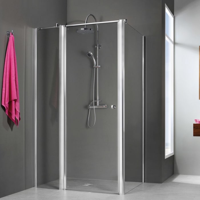 Breuer ELANA 6 Drehtür mit Bogengriff für Seitenwand mit Festteil 120 cm, Anschlag links