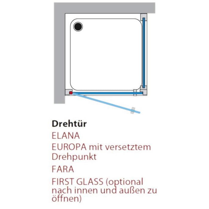 Breuer ELANA 6 Drehtür DT 90 x 200 cm mit Bogengriff, Anschlag links