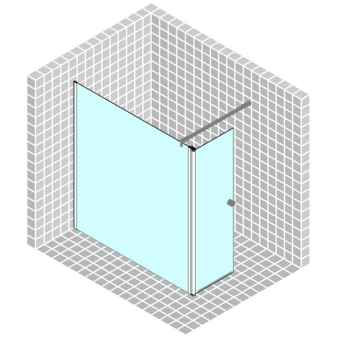 Breuer Entra Walk In Seitenwand mit beweglichem Seitenteil über Eck Sondermaß, Anschlag links mit CER+ Beschichtung