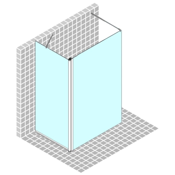 Breuer Entra Walk-In Seitenwand mit festem Element über Eck freistehend 80 / 120 cm, mit CER+ Beschichtung