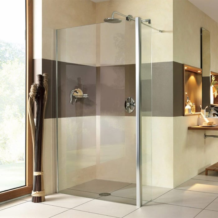 Breuer Entra Walk-In Seitenwand mit festem Element über Eck Sondermaß, mit CER+ Beschichtung