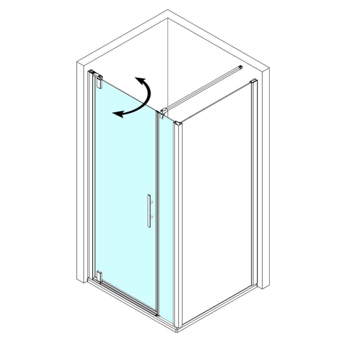Breuer Europa Design Drehtür mit Festteil für Seitenwand 140 cm, Anschlag links mit CER+ Beschichtung