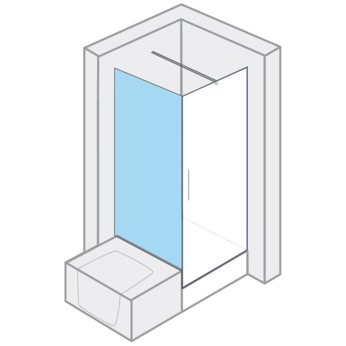 Breuer Europa Design Badewannenseitenwand links Sondermaß für Drehtür, mit CER+ Beschichtung