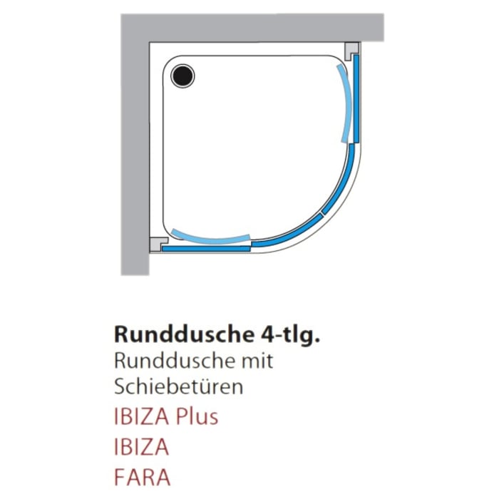 Breuer Fara Runddusche RD4 R550 mit Schiebetüren, 100 x 100 cm mit CER+ Beschichtung