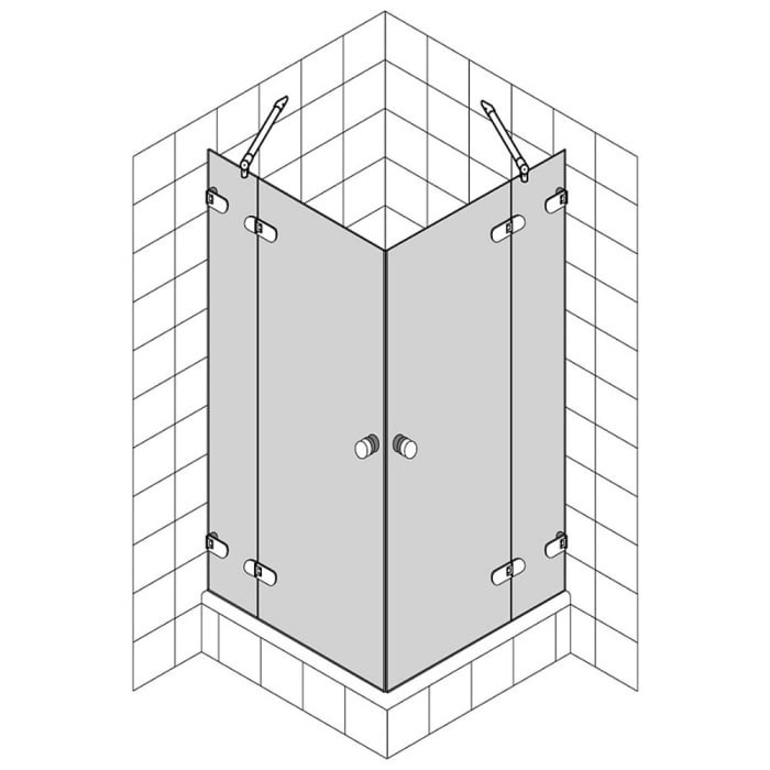 Breuer FIRST GLASS Drehdiagonaleinstieg 4-teilig mit Griff rund