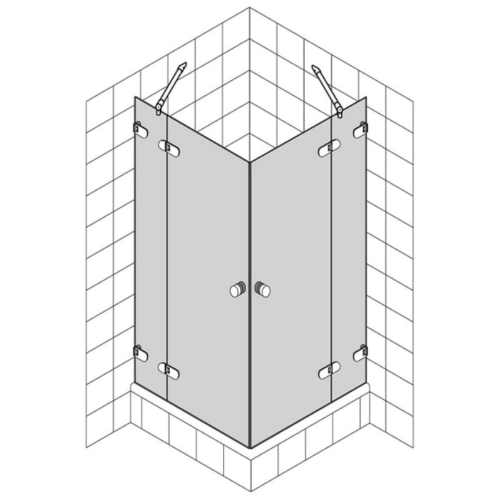 Breuer FIRST GLASS Drehdiagonaleinstieg 4-teilig mit Stangengriff