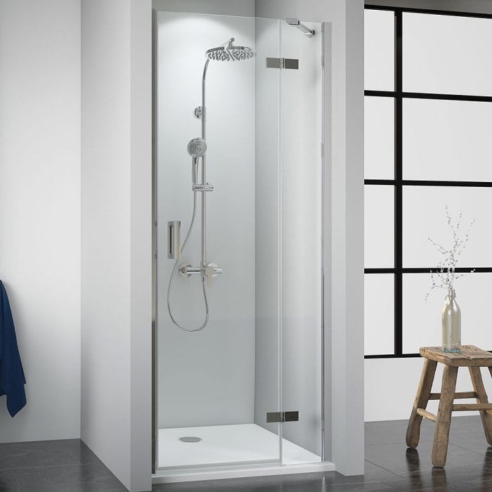 Breuer Panorama Drehtür mit Festteil für Nische 100 cm, Anschlag rechts