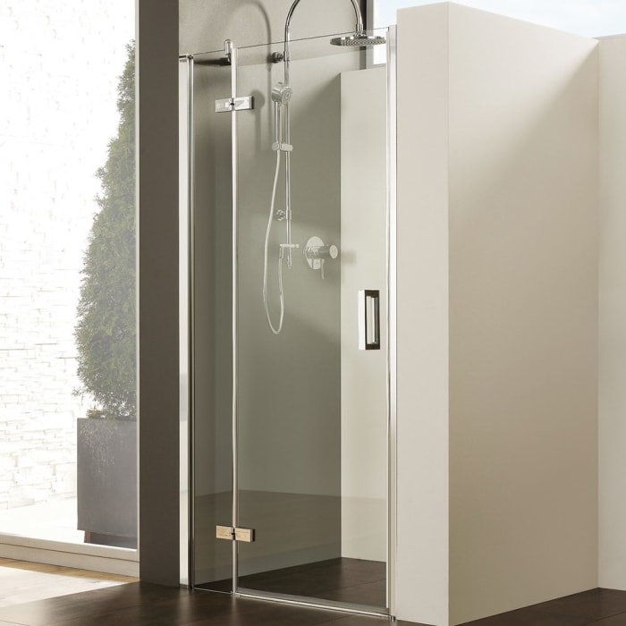 Breuer Panorama Drehtür mit Festteil für Nische 80 cm, Anschlag links