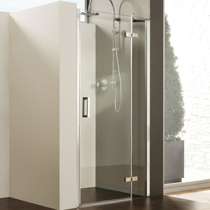 Breuer Panorama Drehtür mit Festteil für Nische 120 cm, Anschlag rechts