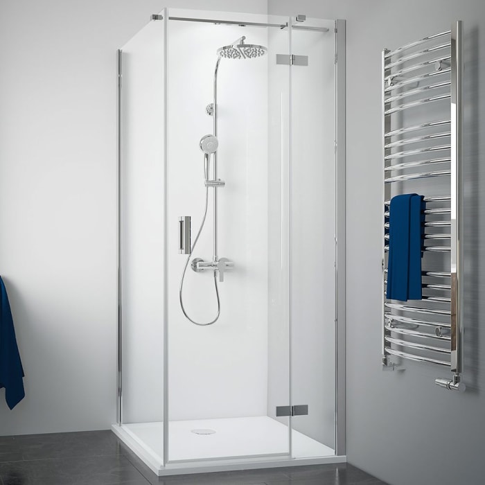 Breuer Panorama Drehtür mit Festteil für Seitenwand 90 cm, Anschlag rechts