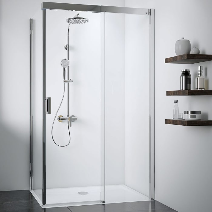 Breuer Panorama Schiebetür 2-teilig für Seitenwand 140 cm, Anschlag rechts mit CER+ Beschichtung