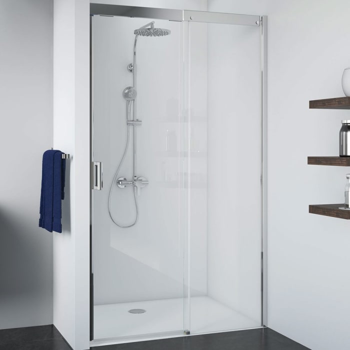 Breuer Panorama Schiebetür 2-teilig für Nische 120 cm, Anschlag rechts